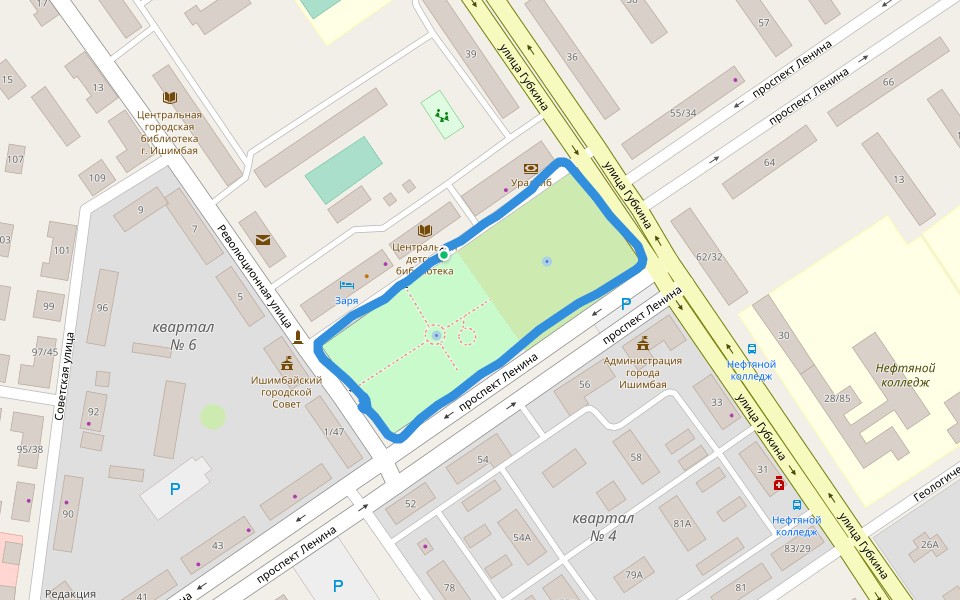 Детский сквер walking route map in Ishimbay