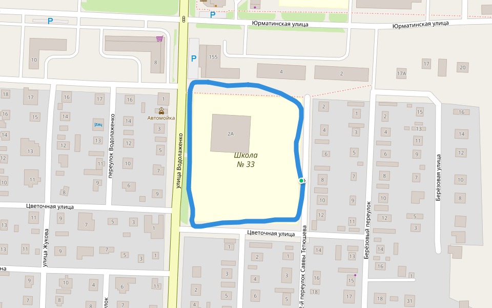 Школа № 33 walking route map in Sterlitamak