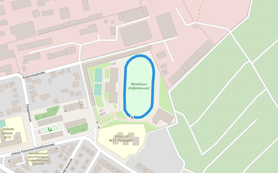Мунайшы (Нефтянник) walking route map in Aktobe