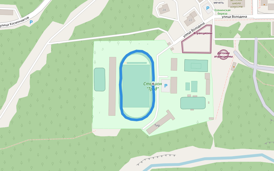 Стадион "Труд" walking route map in Trekhgornyy
