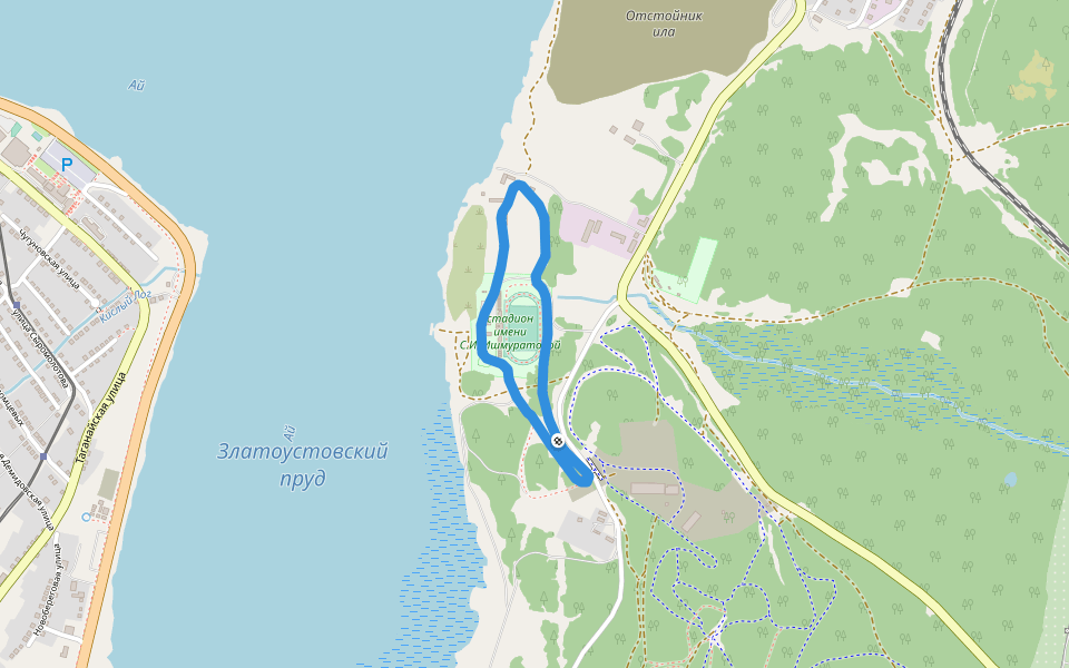 стадион имени С.И. Ишмуратовой walking route map in Zlatoust