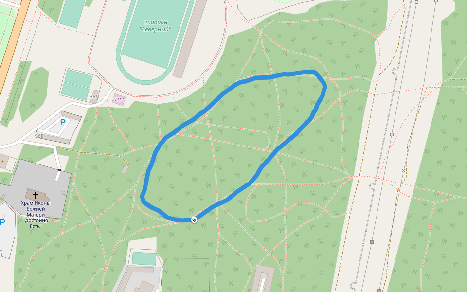 стадион "Северный" walking route map in Miass