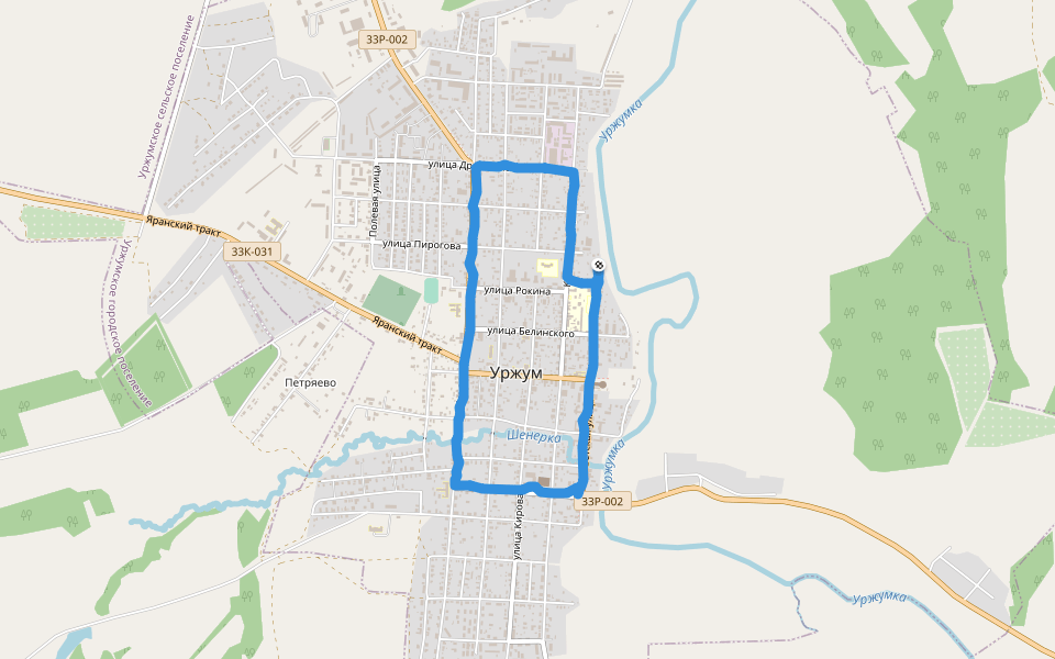 Уржумская ЦРБ walking route map in Urzhum