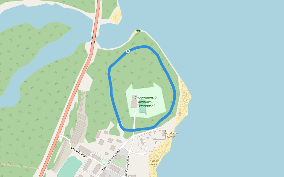 Спортивный копплекс "Здоровье" walking route map in Belaya Kholunitsa