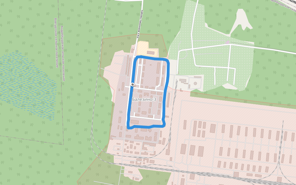 Балезино-3 walking route map in Piban'shur