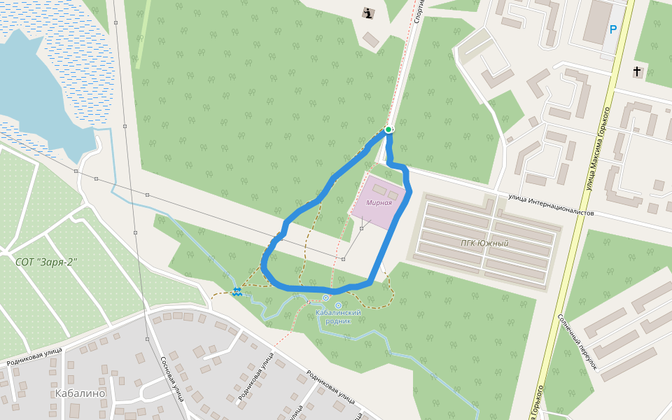 Кабалинский родник walking route map in Revda