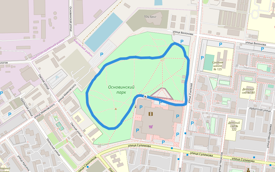 Основинский парк walking route map in Краснотурьинск