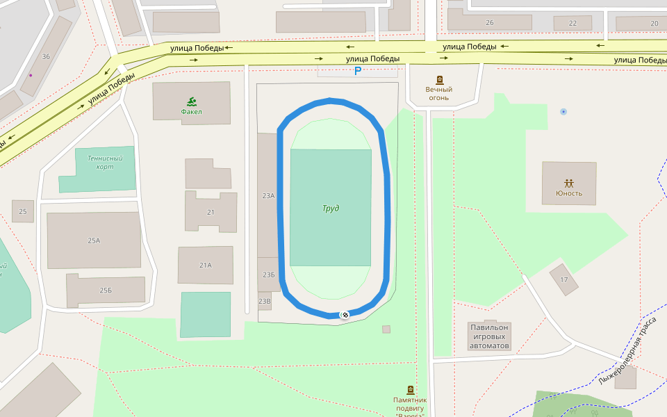 Труд walking route map in Lesnoy
