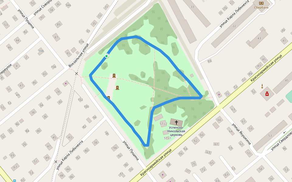 улица Пущина walking route map in Yalutorovsk