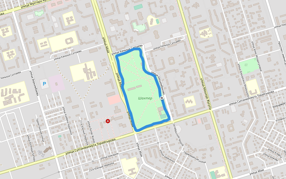 Шахтер walking route map in Ekibastuz