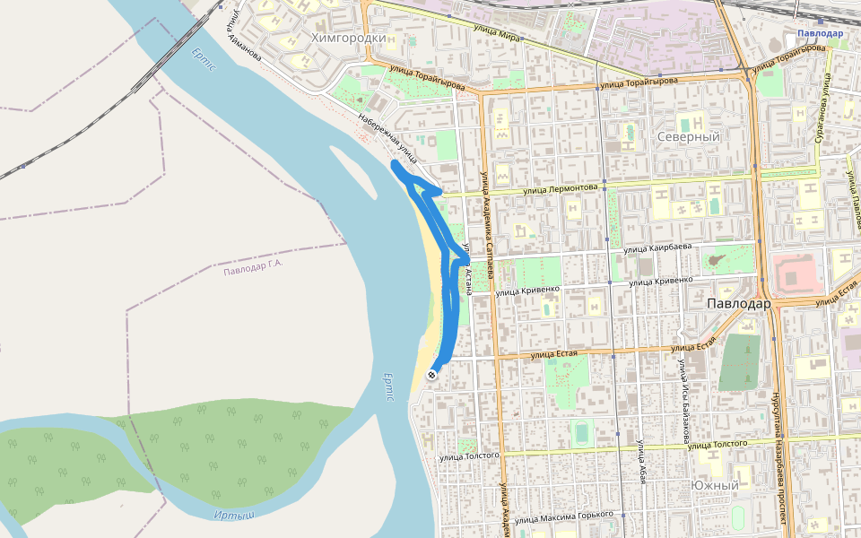 площадь Победы walking route map in Ekibastuz