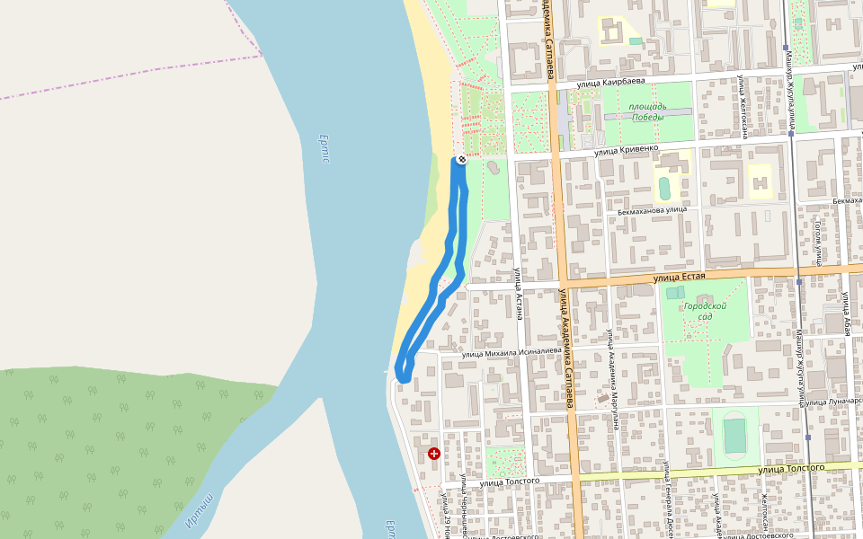 Иртыш walking route map in Ekibastuz