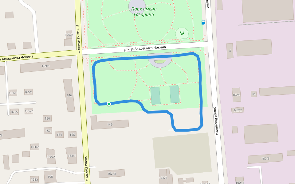 Парк имени Гагарина walking route map in Ekibastuz