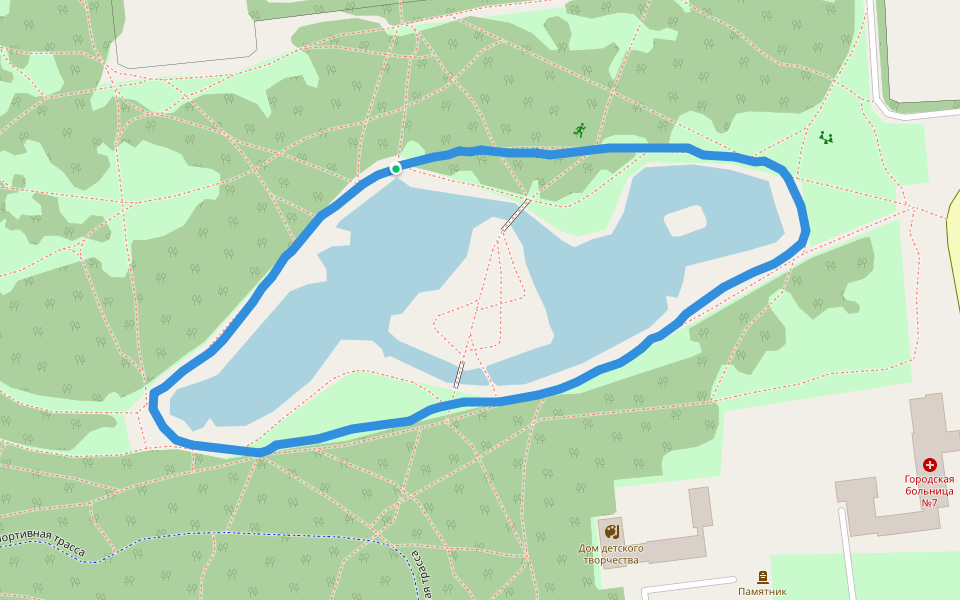ЦПКиО им.30 лет ВЛКСМ walking route map in Tyukalinsk