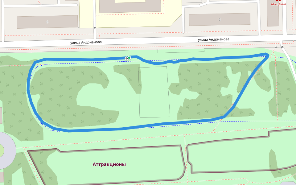 Советский парк walking route map in Omsk