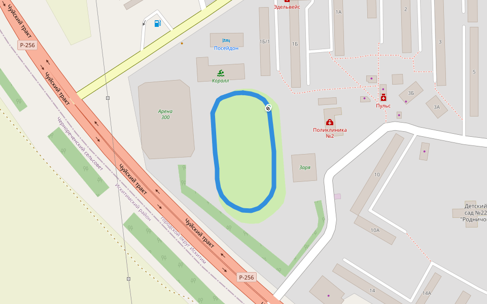 Заря walking route map in Iskitim