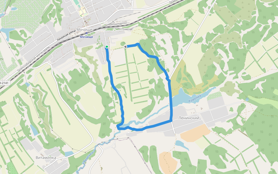 Мочище- Ягодное walking route map in Mochishche