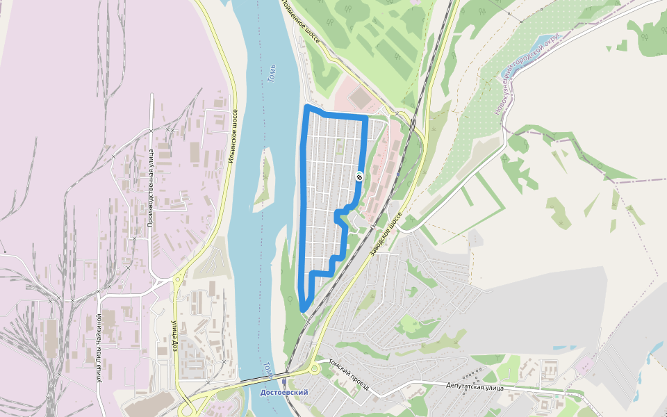 Бег на садовой walking route map in Novokuznetsk