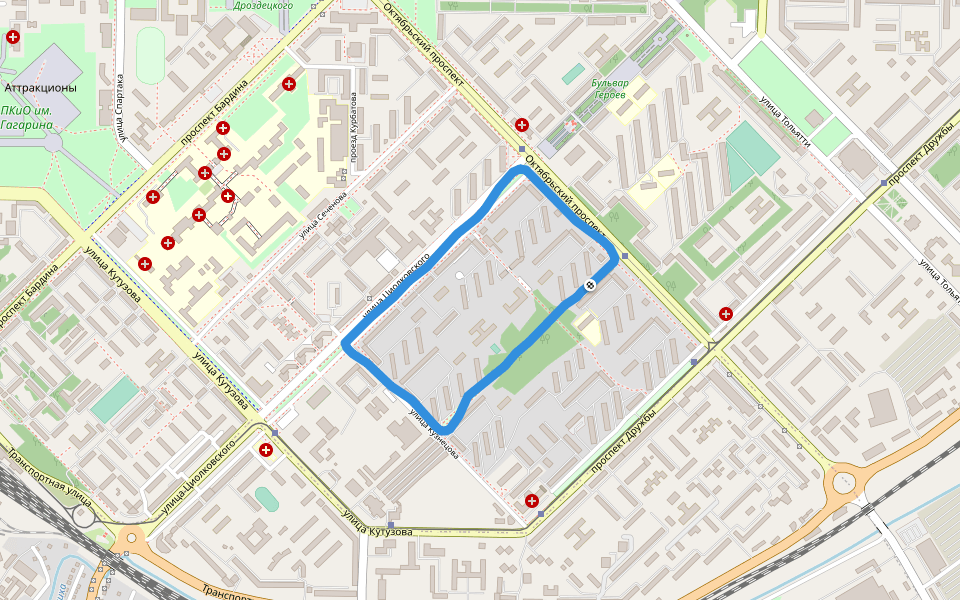 Имплант walking route map in Novokuznetsk