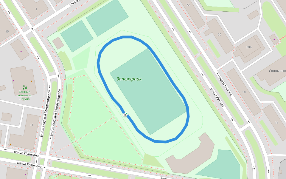 Заполярник walking route map in Norilsk