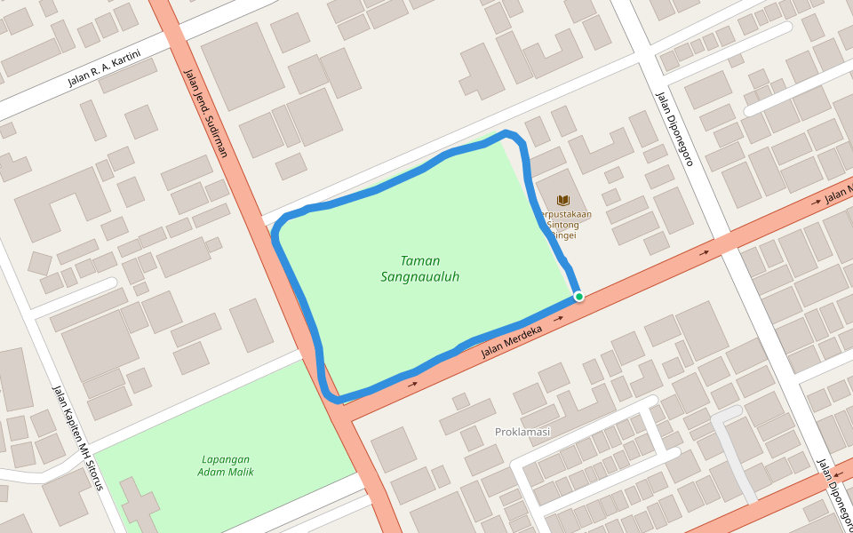 Taman Sangnaualuh walking route map in Medan