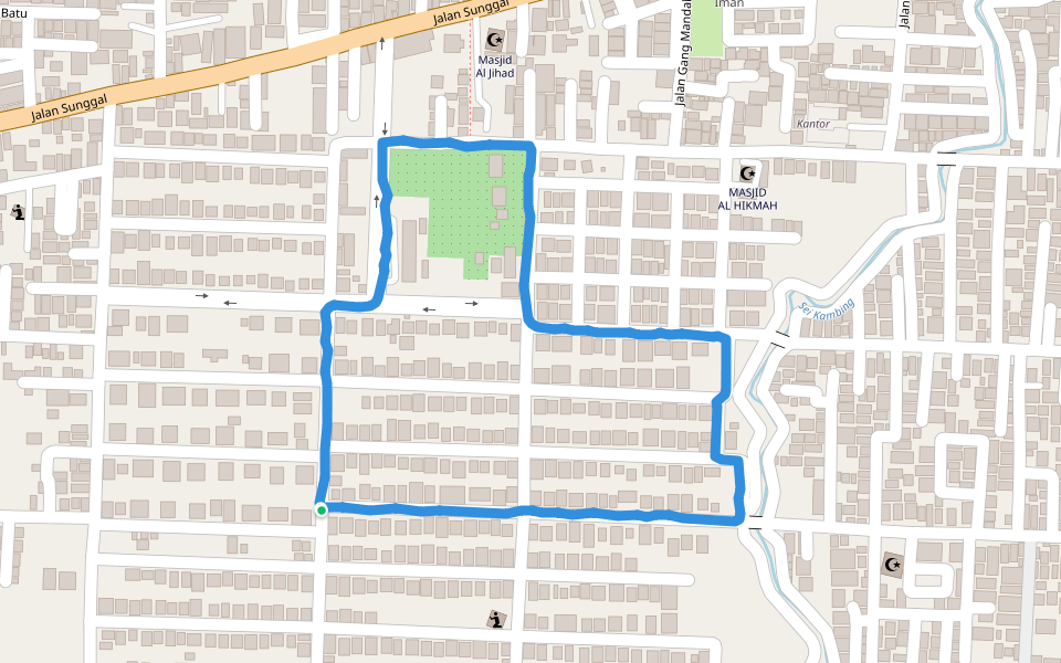 Lahan Kosong walking route map in Medan