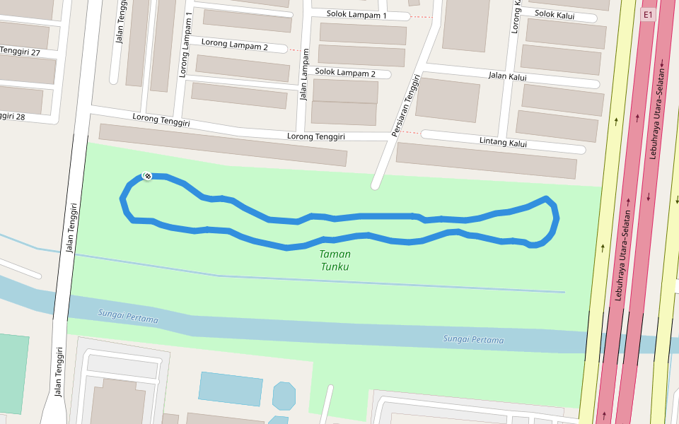 Taman Tunku walking route map in Perai