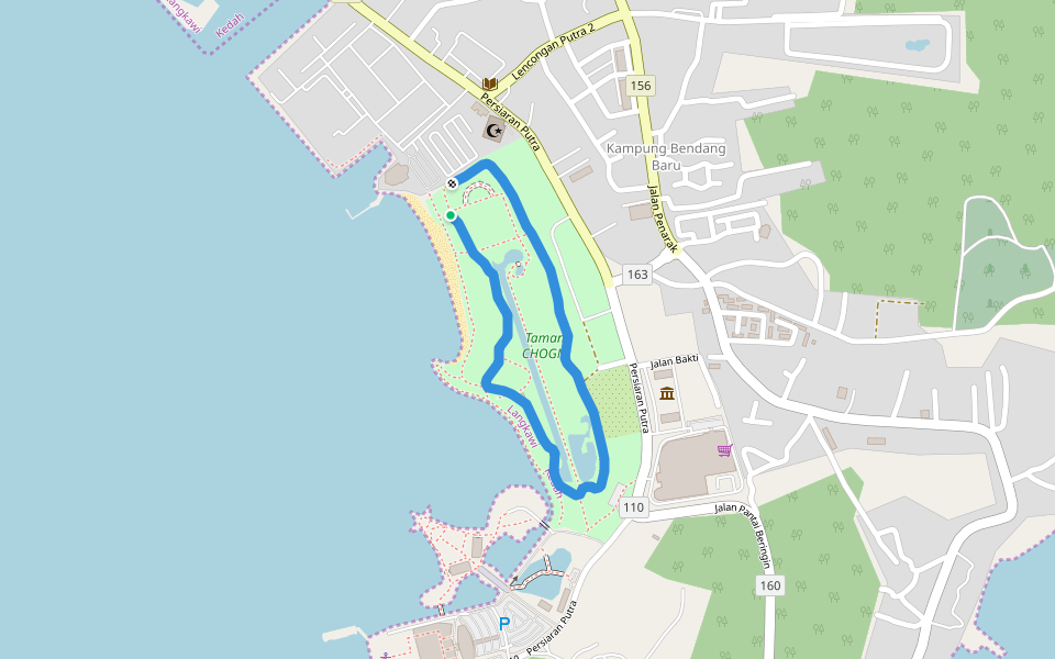 Taman CHOGM walking route map in Kuah