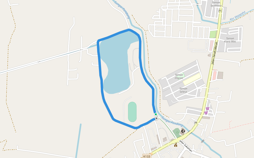 Taman Rekreasi Pendang walking route map in Pendang