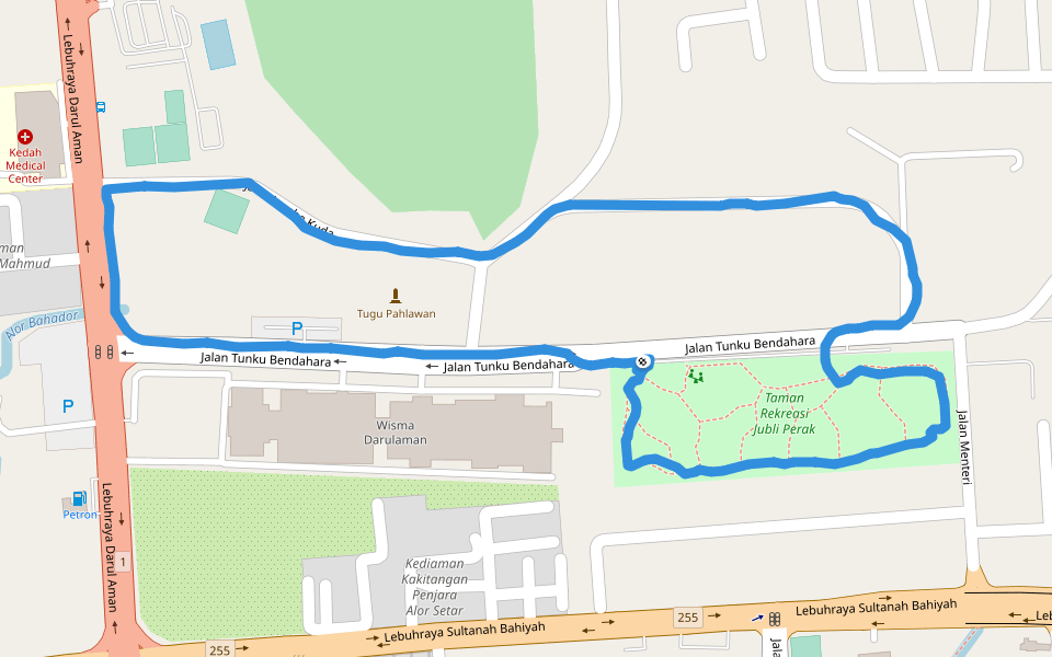 Taman Jubli Perak walking route map in Alor Setar