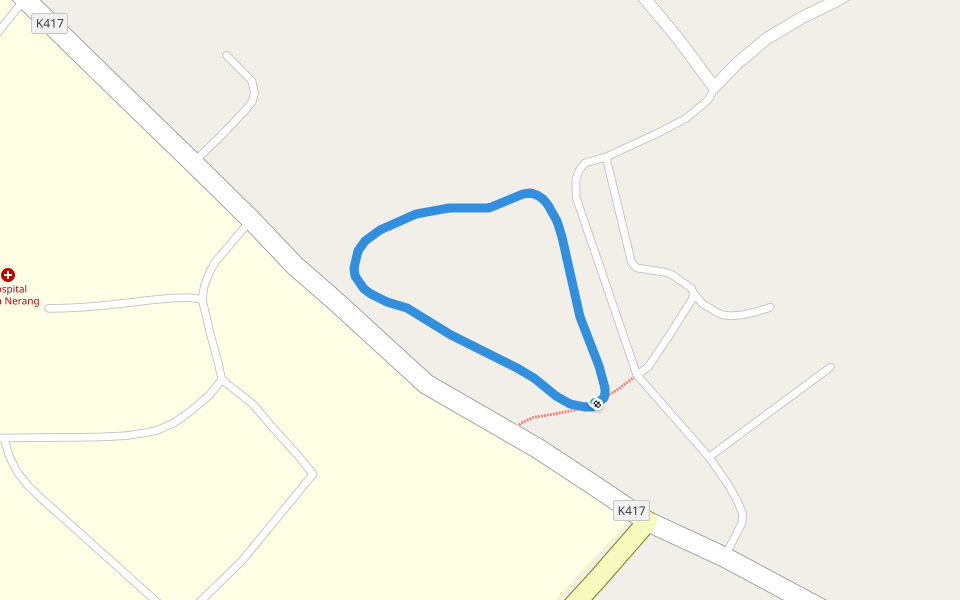 Hospital Kuala Nerang walking route map in Kuala Nerang