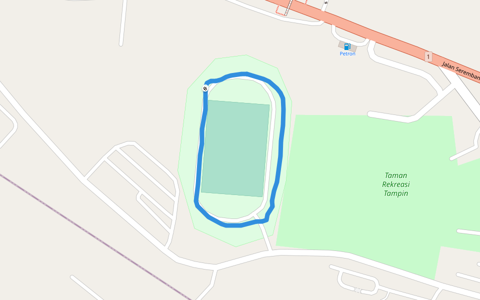 Taman Rekreasi Tampin walking route map in Tampin