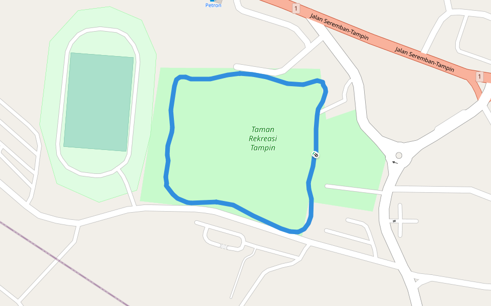 Taman Rekreasi Tampin walking route map in Tampin