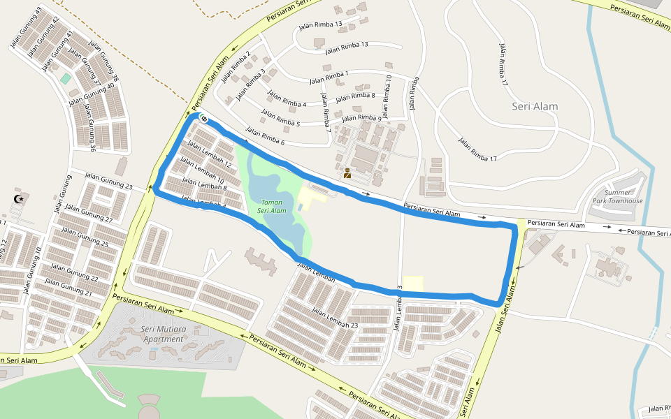 Taman Seri Alam walking route map in Masai