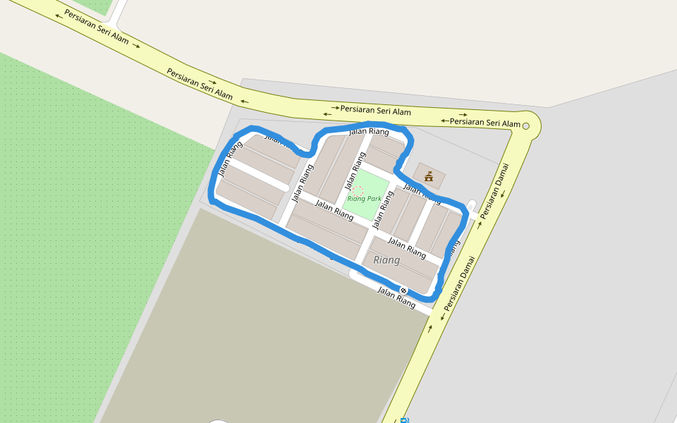 Riang Park walking route map in Pasir Gudang