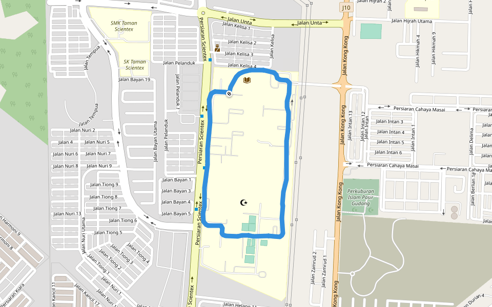 Politeknik Ibrahim Sultan walking route map in Pasir Gudang