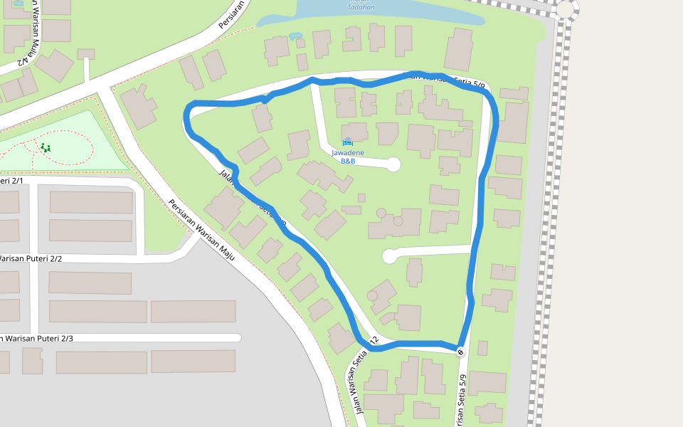 Kolam Tadahan walking route map in Sepang