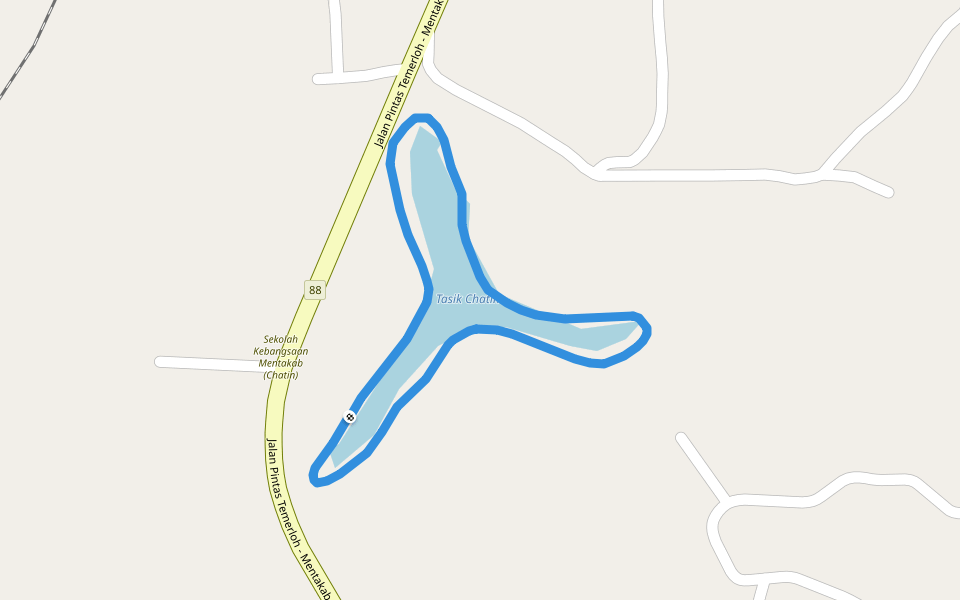 Tasik Chatin walking route map in Mentakab