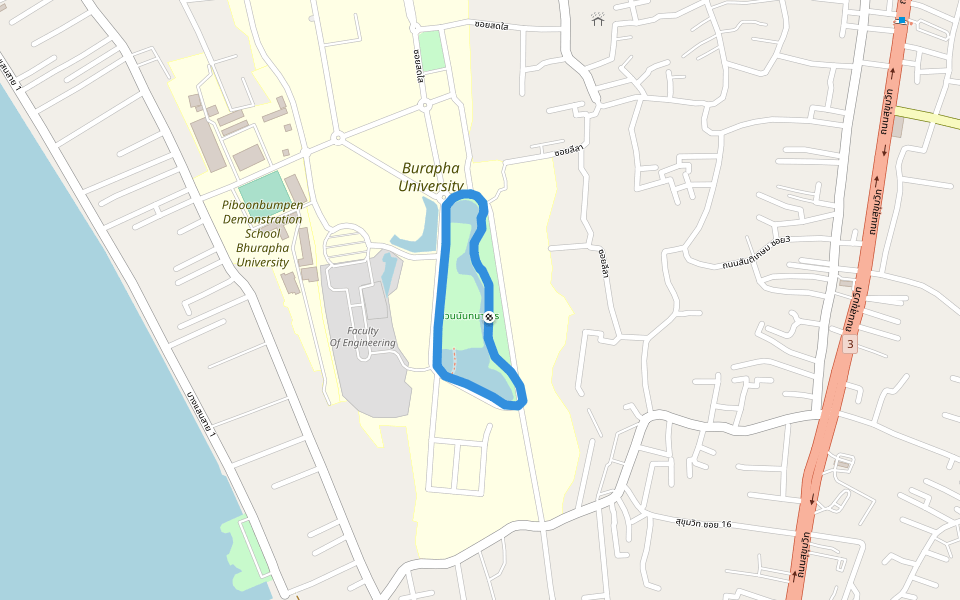 Burapha University walking route map in Saen Suk