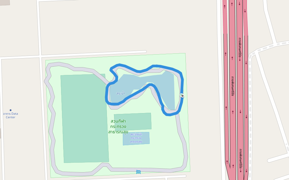 สวนกีฬา กระทรวงสาธารณสุข walking route map in Nonthaburi