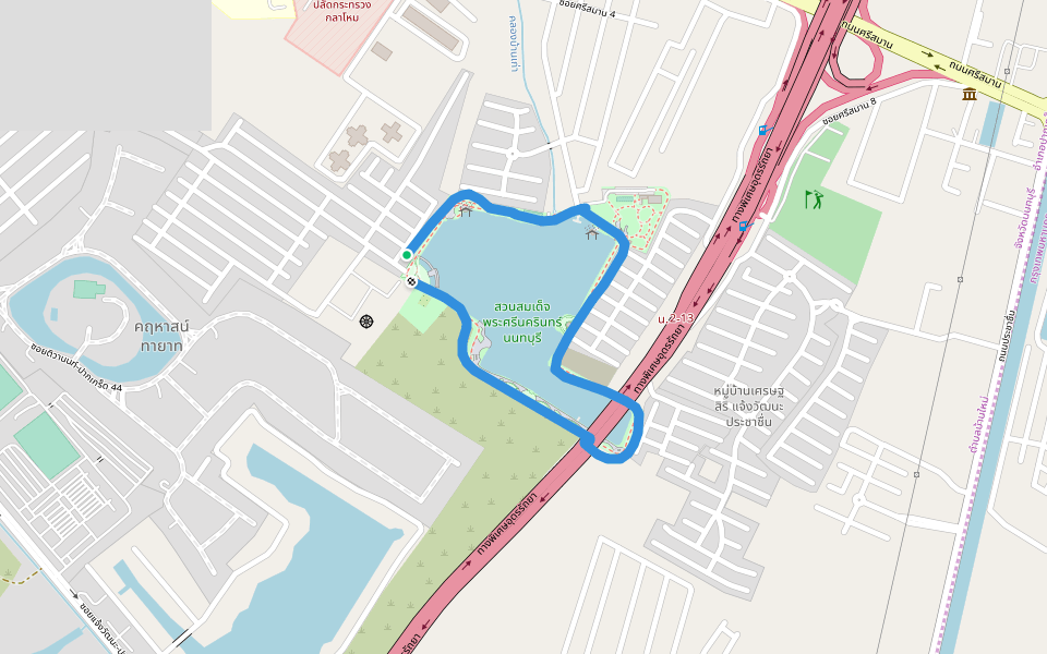 สวนสมเด็จพระศรีนครินทร์ นนทบุรี walking route map in Nonthaburi