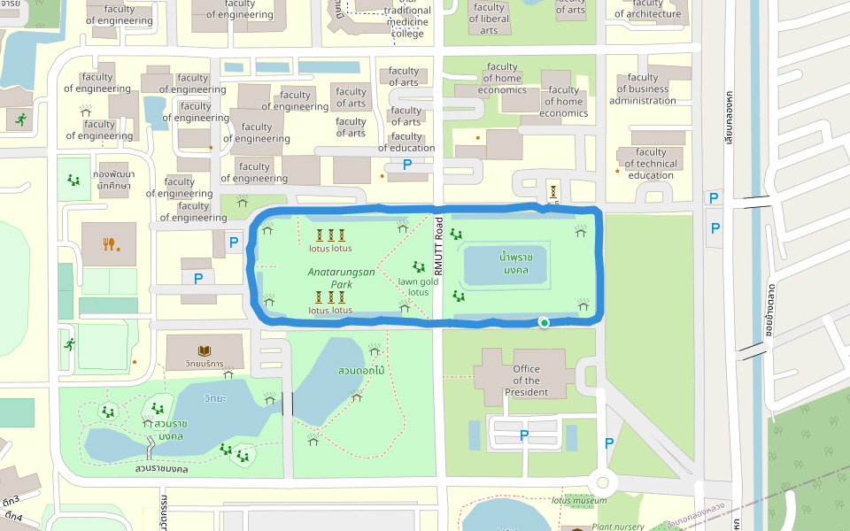 Anatarungsan Park walking route map in Tambon Khlong Hok