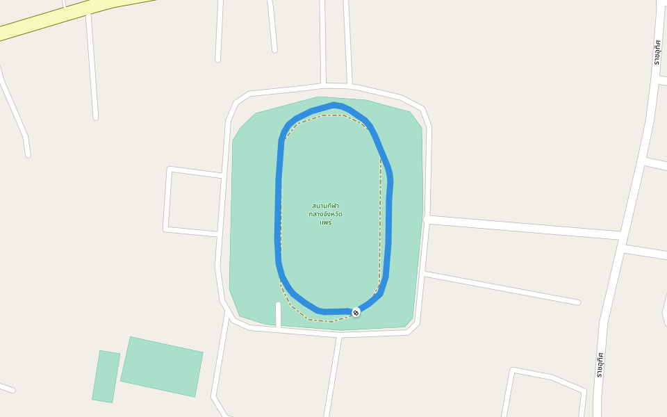 สนามกีฬากลางจังหวัดแพร่ walking route map in Thung Kwao