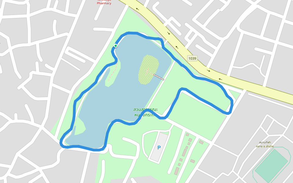 สวนสาธารณะหนองกระทิง walking route map in Lampang