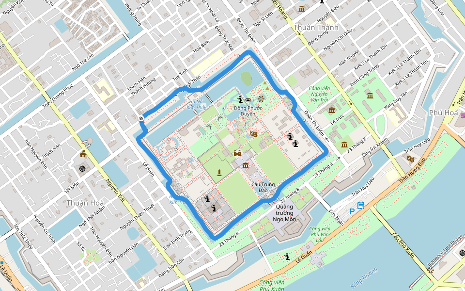 Công viên Nguyễn Văn Trỗi walking route map in Thành phố Huế