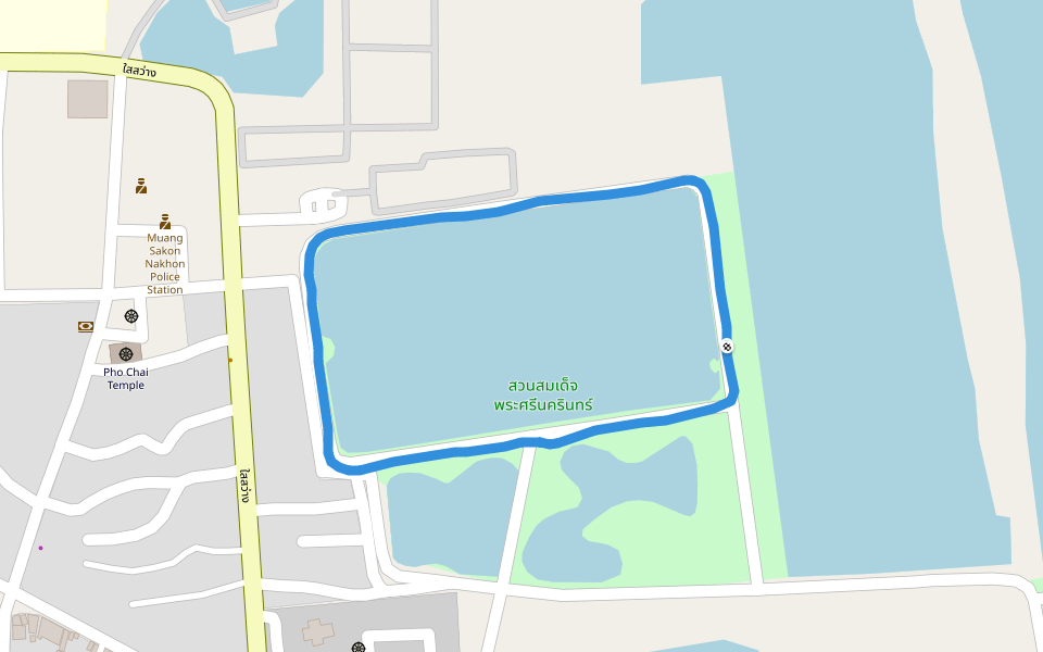 สวนสมเด็จพระศรีนครินทร์ walking route map in Sakhon Nakhon