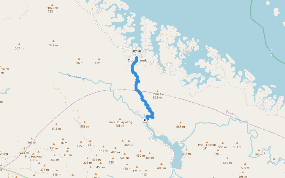 Phou Ak walking route map in Ban Lao