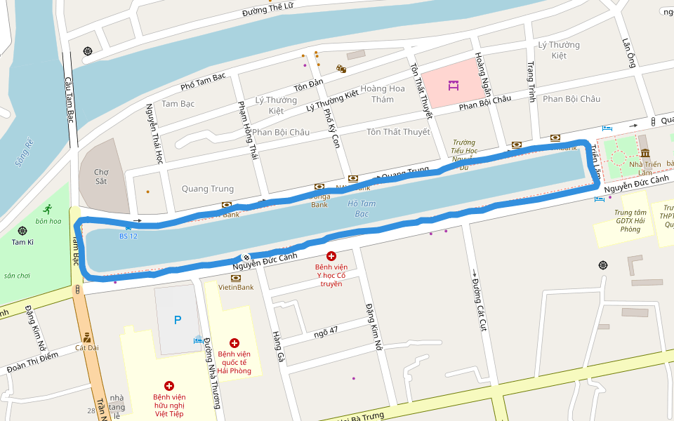 Hồ Tam Bạc walking route map in Haiphong