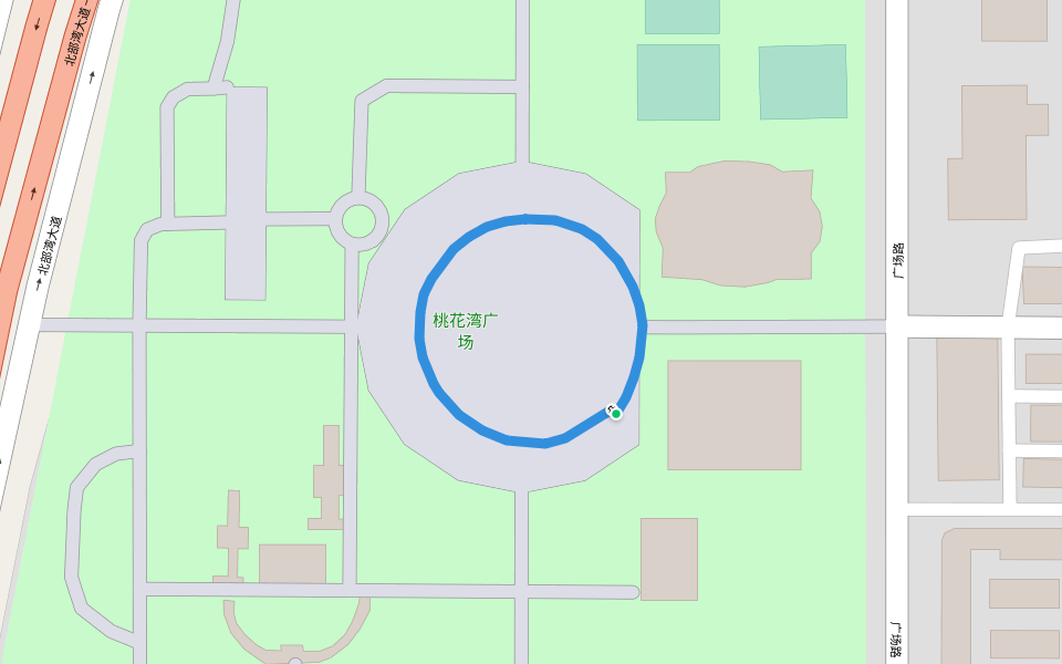 桃花湾广场 walking route map in Fang Cheng Gang Shi