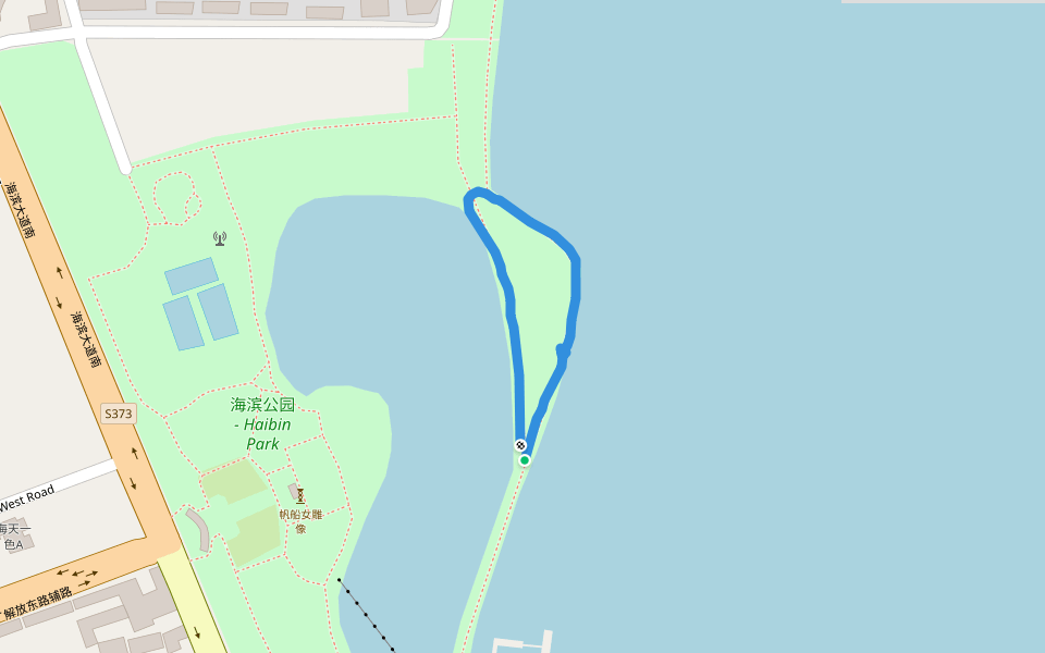 海滨公园 - Haibin Park walking route map in Zhan Jiang Shi